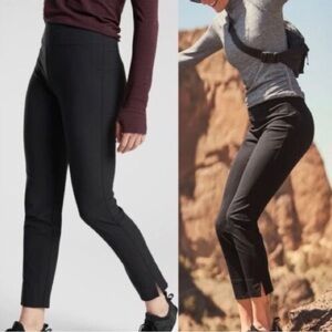 Athleta Wander Slim Ankle Pant Sz 14 Stretch Black Hiking Work Skinny Zip Pocket